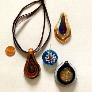 4 handmade murano inspired glass pendants